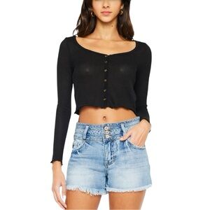 Kancan Tilly High Rise Medium Wash Denim Shorts Size W 11/29 NWT